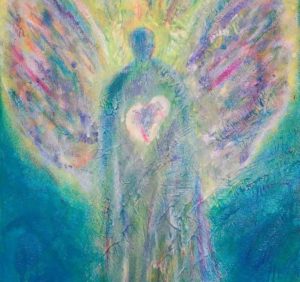 painting of angel with heart by roberta millard