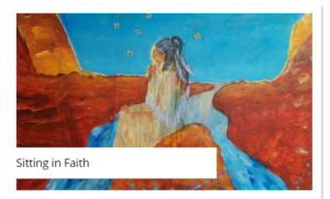 painting of a woman sitting in faith by roberta millard